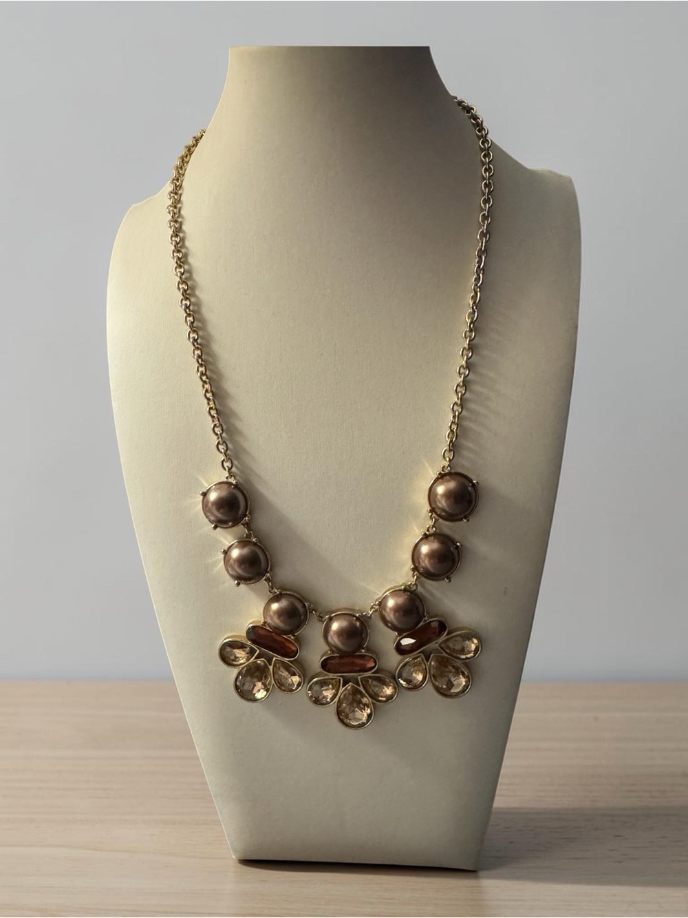 Erica Lyons Gold-Tone Brown Pearl Statement Necklace - Women Jewelry